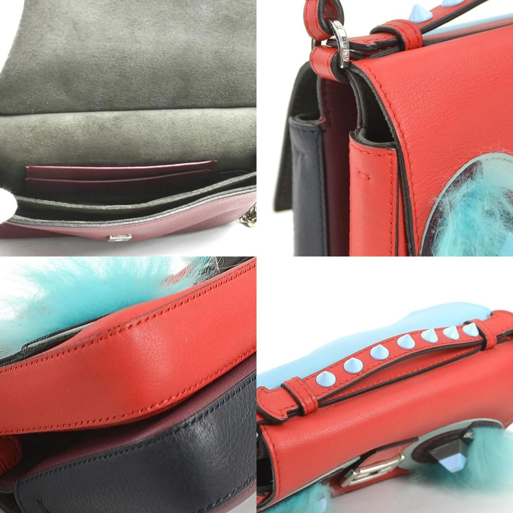 Fendi  Color Leather Fur Shoulder Bag (Pre-Owned)