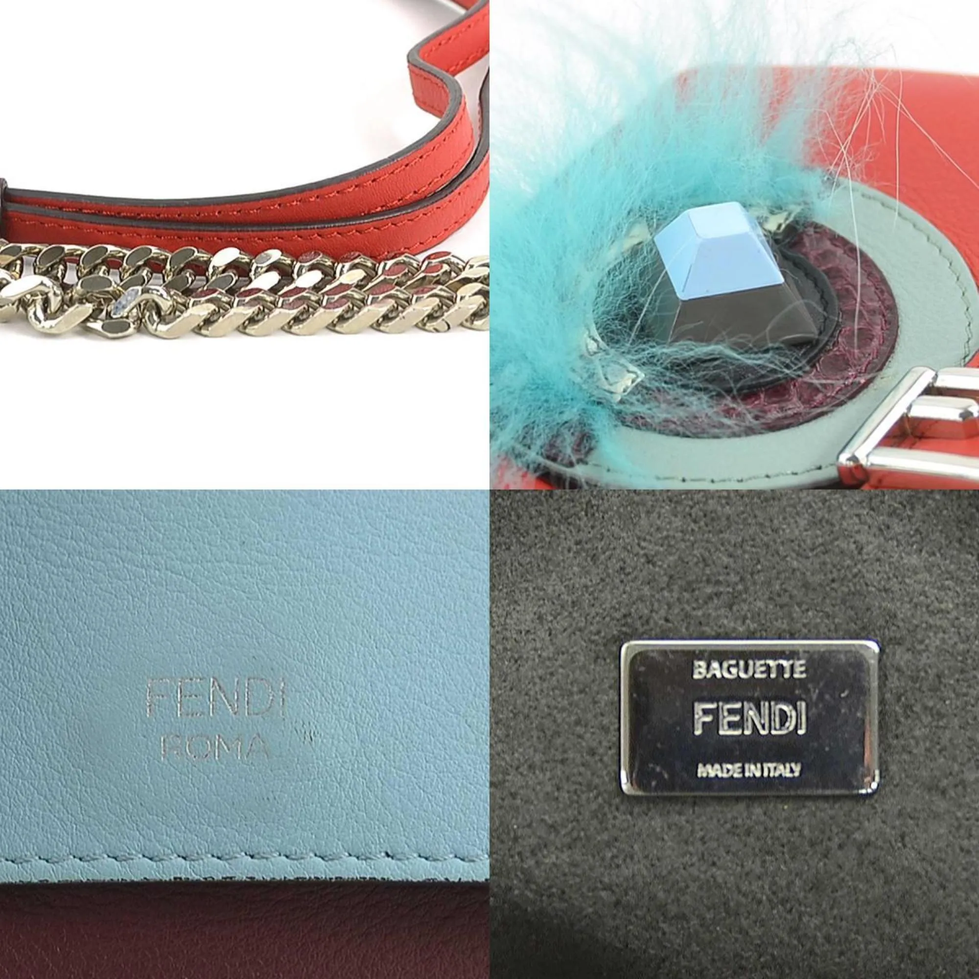 Fendi  Color Leather Fur Shoulder Bag (Pre-Owned)
