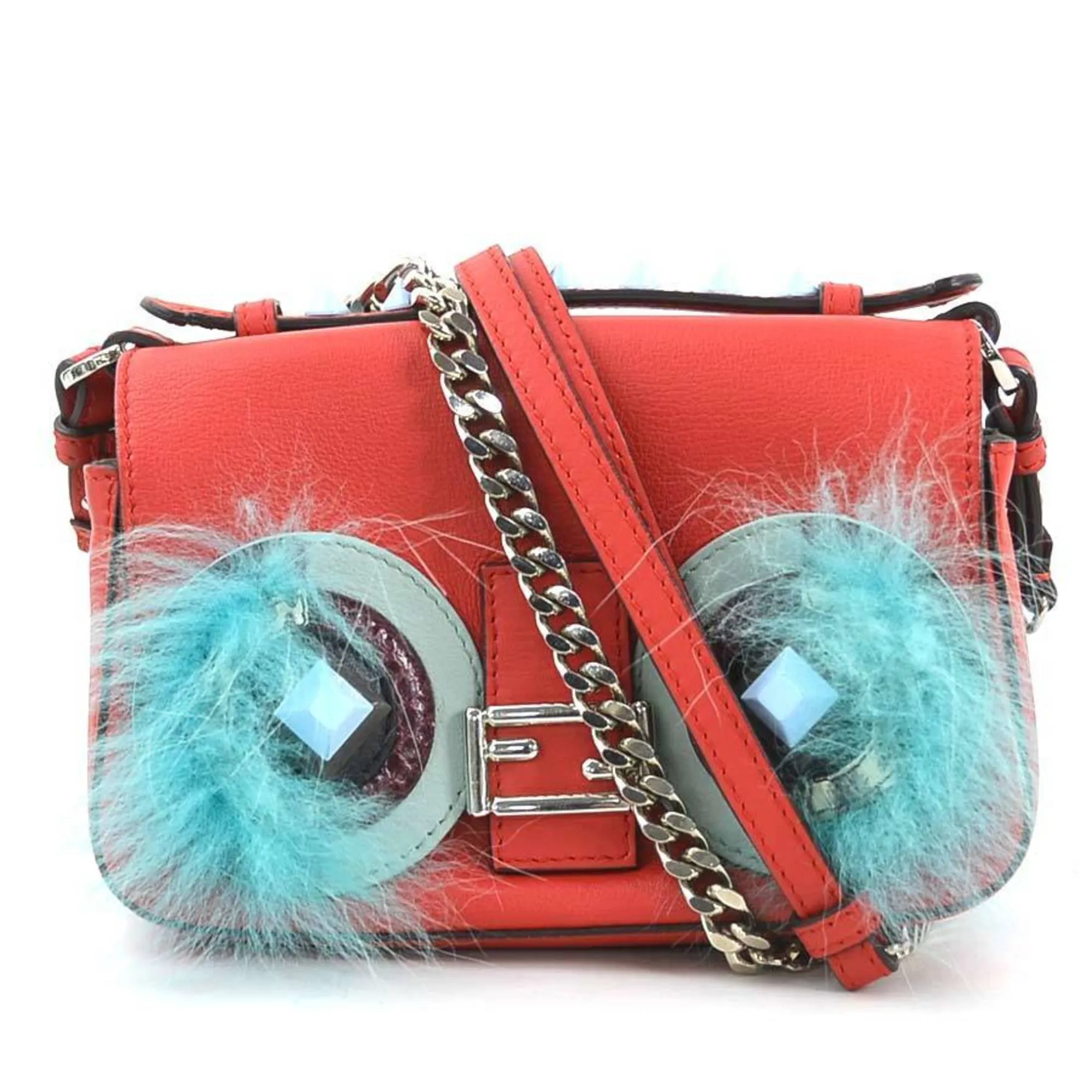 Fendi  Color Leather Fur Shoulder Bag (Pre-Owned)
