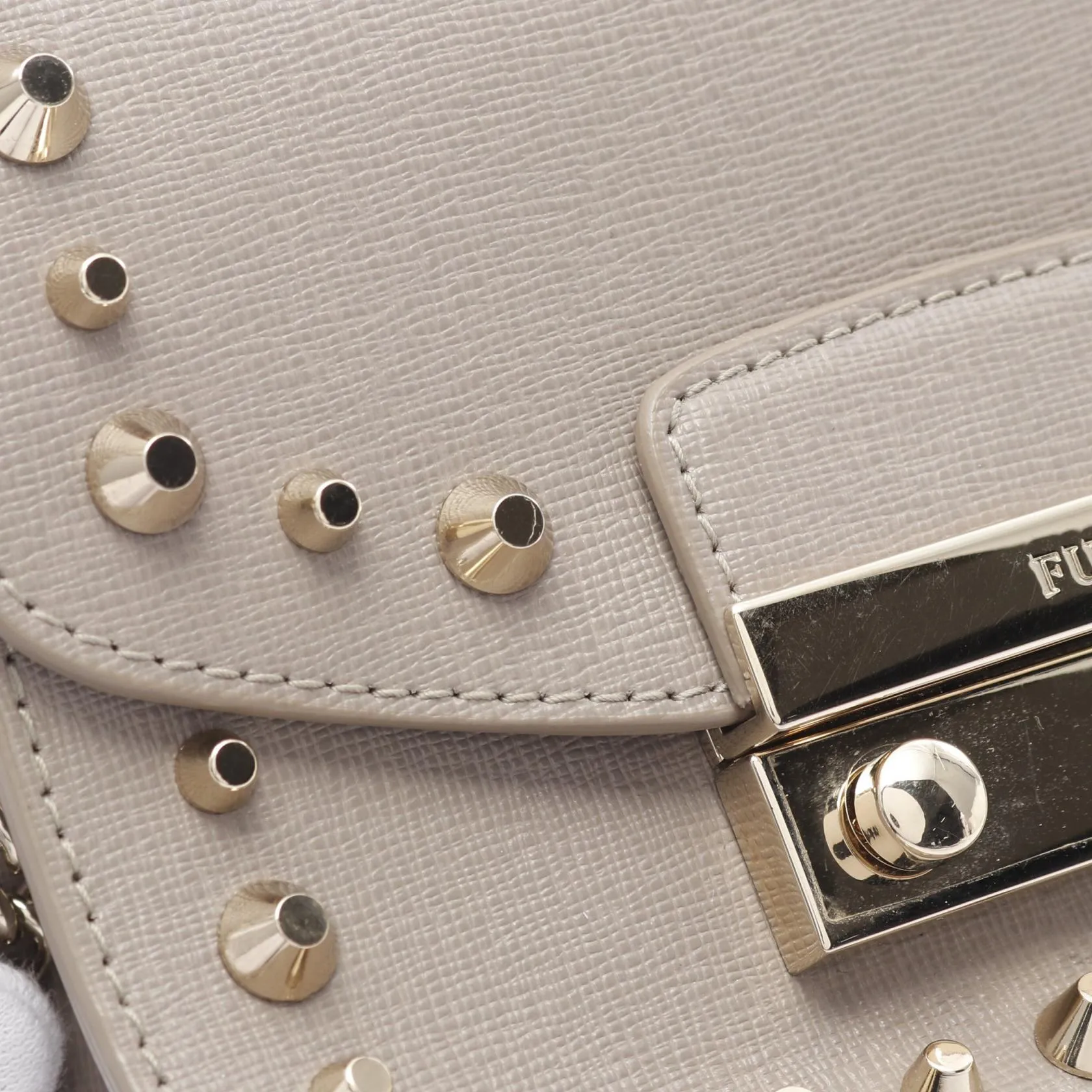 Furla Julia Leather Shoulder Bag Beige