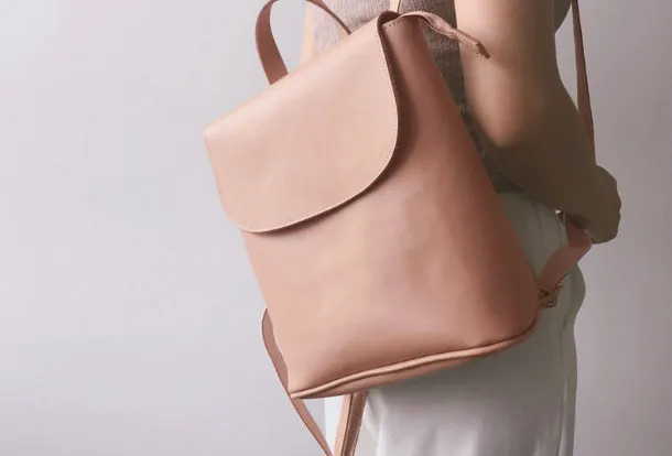 Genuine Leather Cute Backpack Bag Shoulder Bag Red Black Women Leather Purse