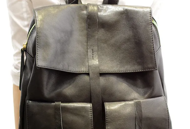 Genuine Leather Cute Backpack Bag Shoulder Bag Red Black Women Leather Purse