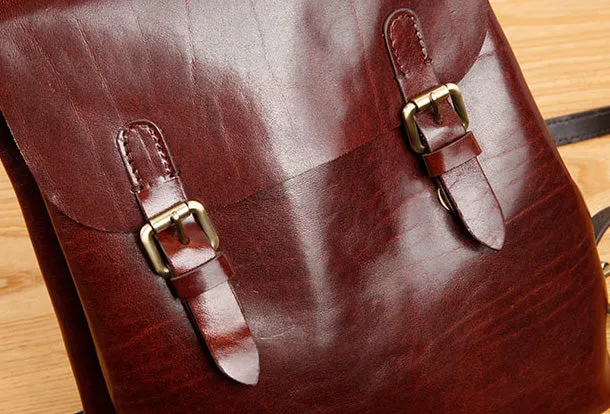 Genuine Leather Cute Backpack Bag Shoulder Bag Red Black Women Leather Purse