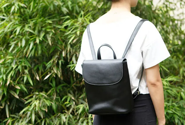 Genuine Leather Cute Backpack Bag Shoulder Bag Red Black Women Leather Purse