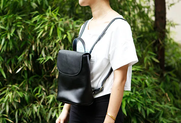 Genuine Leather Cute Backpack Bag Shoulder Bag Red Black Women Leather Purse