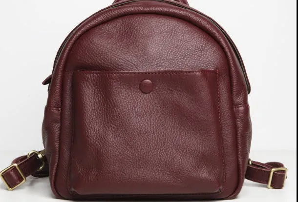 Genuine Leather Cute Backpack Bag Shoulder Bag Red Black Women Leather Purse