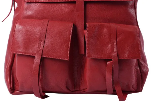 Genuine Leather Cute Backpack Bag Shoulder Bag Red Black Women Leather Purse