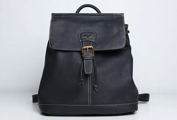Genuine Leather Cute Women Backpack Bag Shoulder Bag Red Black Leather Purse
