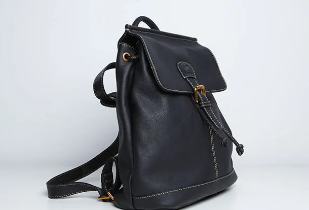 Genuine Leather Cute Women Backpack Bag Shoulder Bag Red Black Leather Purse