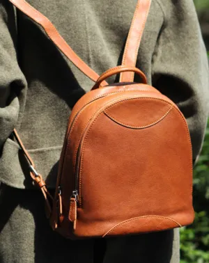 Genuine Leather Cute Women Backpack Bag Shoulder Bag Red Brown Leather Purse