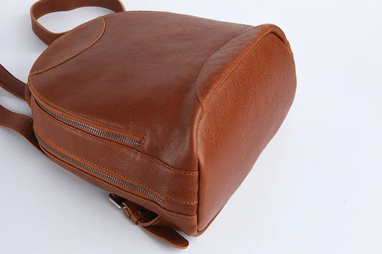 Genuine Leather Cute Women Backpack Bag Shoulder Bag Red Brown Leather Purse