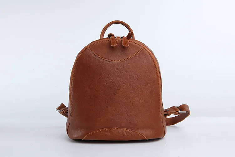 Genuine Leather Cute Women Backpack Bag Shoulder Bag Red Brown Leather Purse