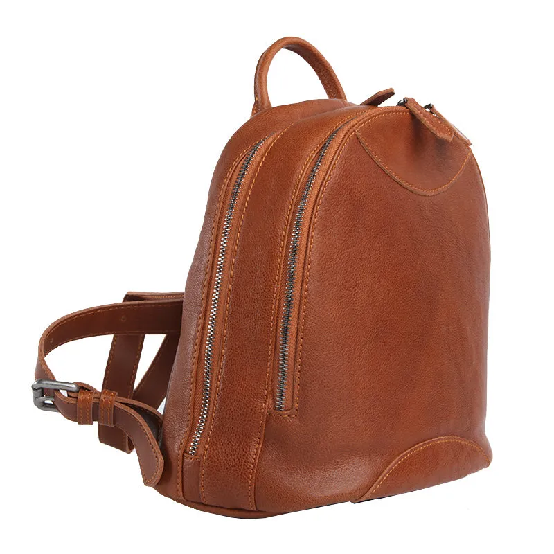 Genuine Leather Cute Women Backpack Bag Shoulder Bag Red Brown Leather Purse