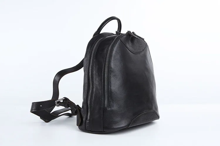 Genuine Leather Cute Women Backpack Bag Shoulder Bag Red Brown Leather Purse