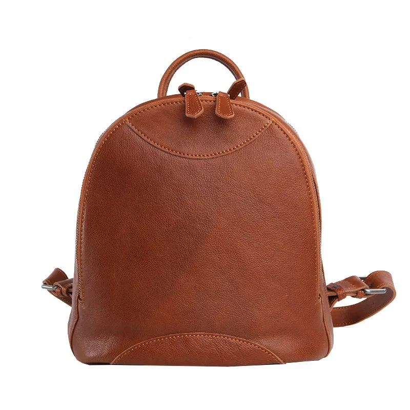 Genuine Leather Cute Women Backpack Bag Shoulder Bag Red Brown Leather Purse