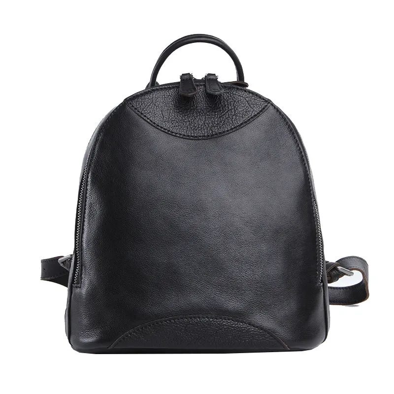 Genuine Leather Cute Women Backpack Bag Shoulder Bag Red Brown Leather Purse