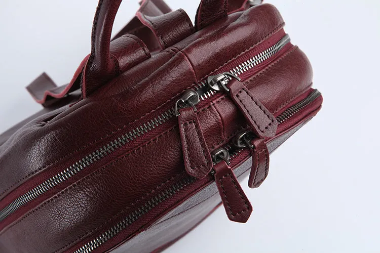 Genuine Leather Cute Women Backpack Bag Shoulder Bag Red Brown Leather Purse