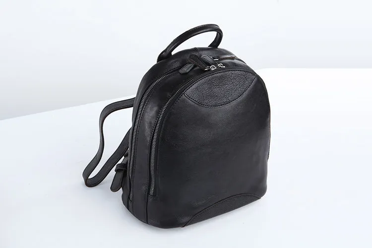 Genuine Leather Cute Women Backpack Bag Shoulder Bag Red Brown Leather Purse