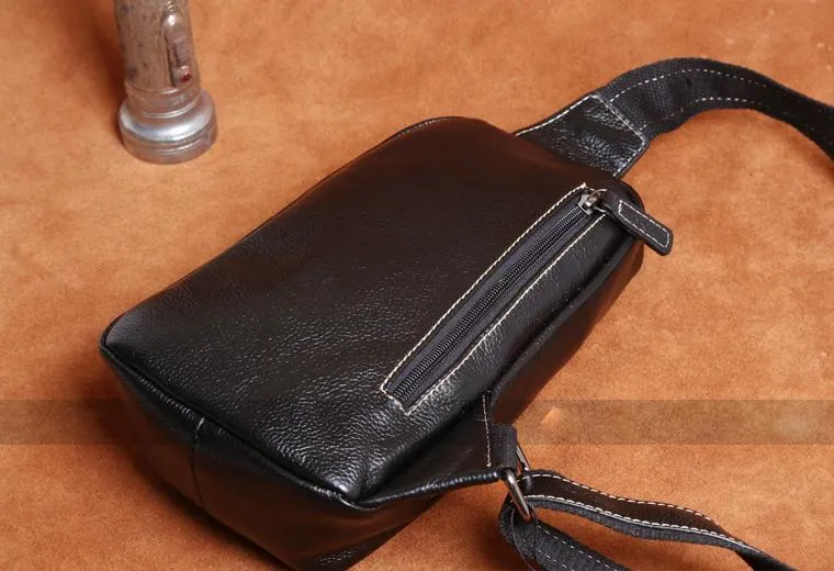 Genuine Leather Mens Cool Chest Bag Sling Bag Crossbody Sling Bag One Shoulder Backpack for men
