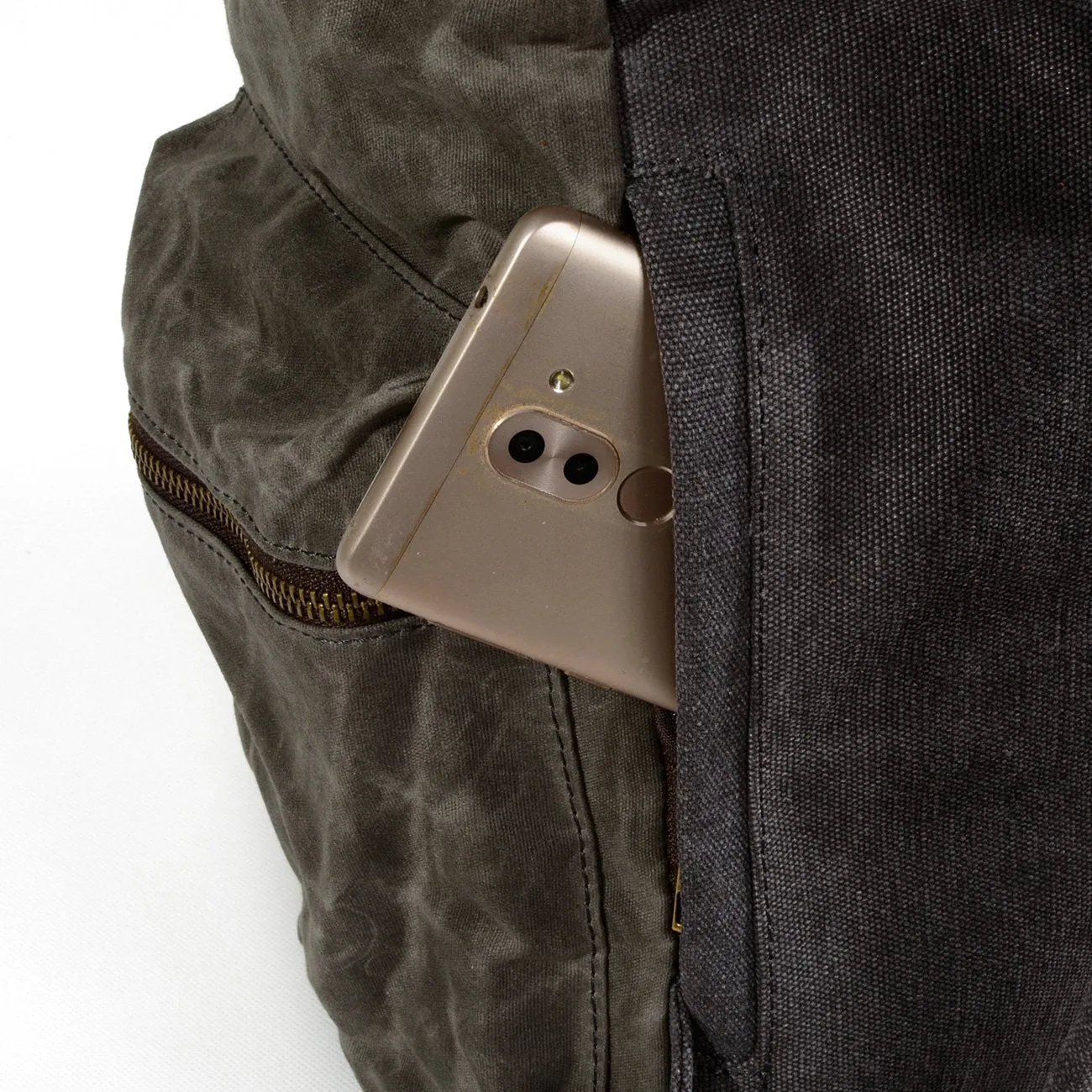 Gray Waxed Canvas Mens Waterproof Large 14???? Hiking Backpack Travel Backpack Computer Backpack College Backpack for Men