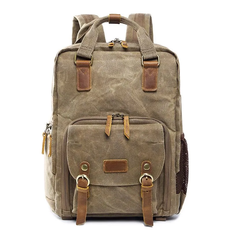 Green LARGE CANVAS WATERPROOF 15'' MENS DSLR CAMERA BAG CANON CAMERA BACKPACK NIKON CAMERA BAG FOR Women
