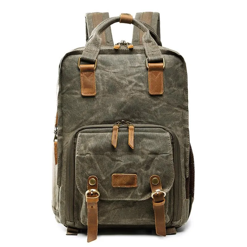 Green LARGE CANVAS WATERPROOF 15'' MENS DSLR CAMERA BAG CANON CAMERA BACKPACK NIKON CAMERA BAG FOR Women