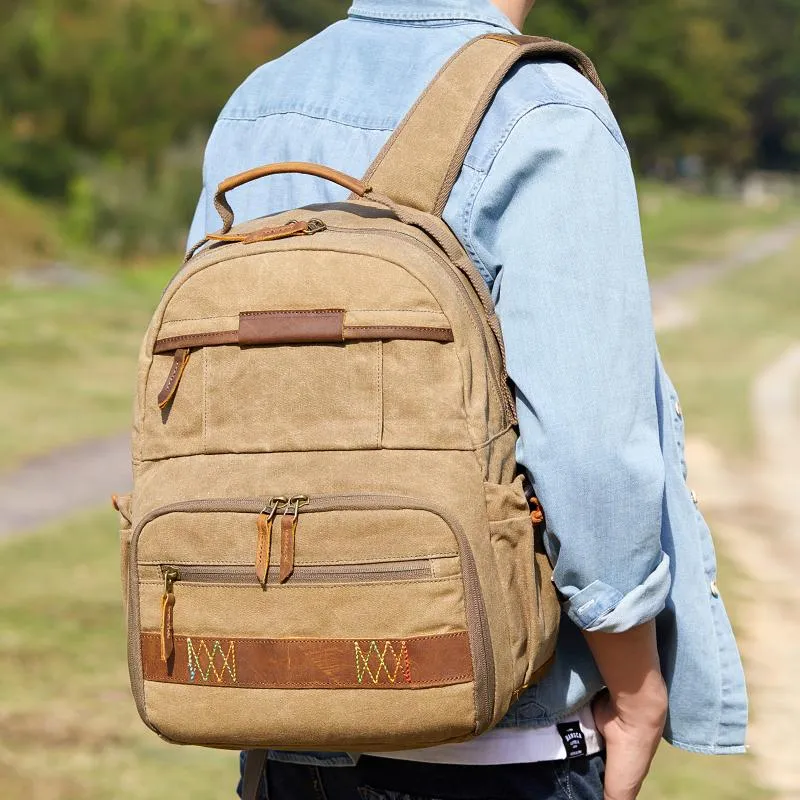 GREEN LARGE CANVAS WATERPROOF MENS CANON CAMERA BACKPACK NIKON CAMERA BAG DSLR CAMERA BAG FOR MEN