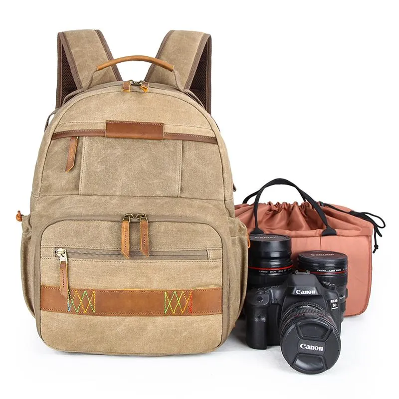GREEN LARGE CANVAS WATERPROOF MENS CANON CAMERA BACKPACK NIKON CAMERA BAG DSLR CAMERA BAG FOR MEN
