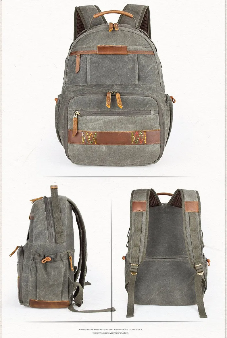 GREEN LARGE CANVAS WATERPROOF MENS CANON CAMERA BACKPACK NIKON CAMERA BAG DSLR CAMERA BAG FOR MEN