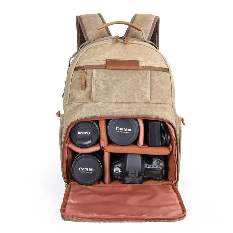 GREEN LARGE CANVAS WATERPROOF MENS CANON CAMERA BACKPACK NIKON CAMERA BAG DSLR CAMERA BAG FOR MEN