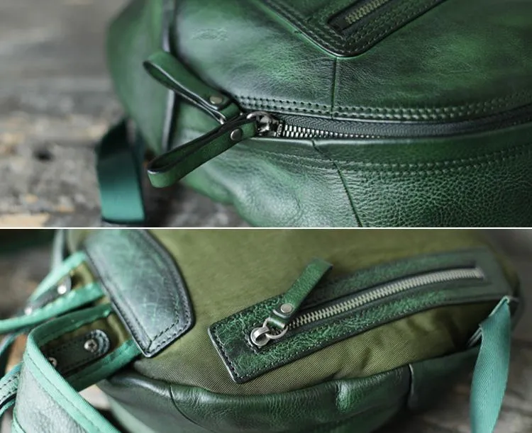 Green Vintage Womens Leather Small Satchel Backpack Brown Satchel Backpack for Women