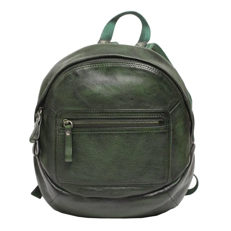 Green Vintage Womens Leather Small Satchel Backpack Brown Satchel Backpack for Women