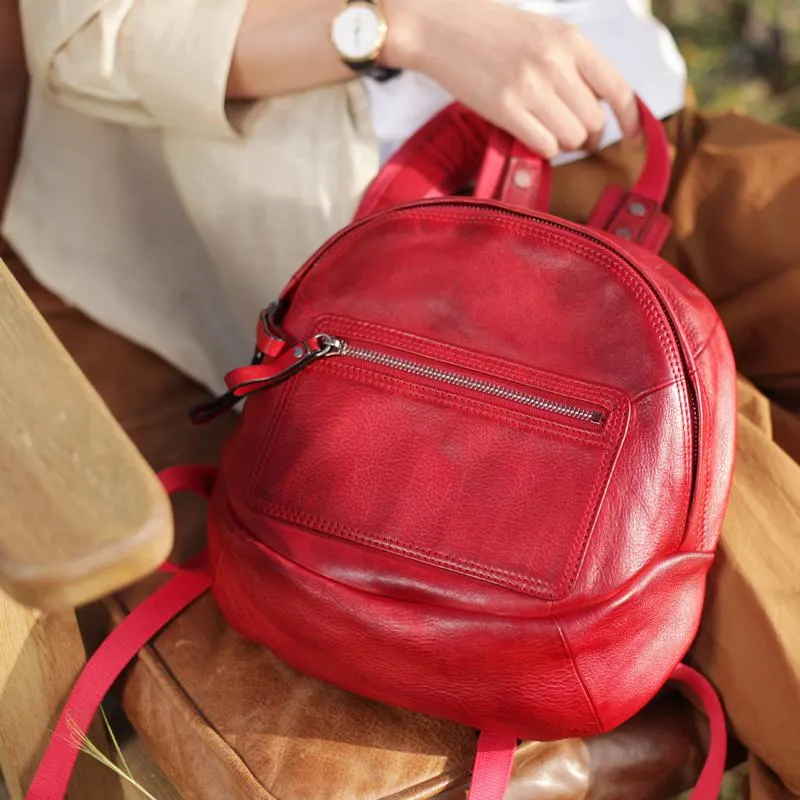 Green Vintage Womens Leather Small Satchel Backpack Brown Satchel Backpack for Women