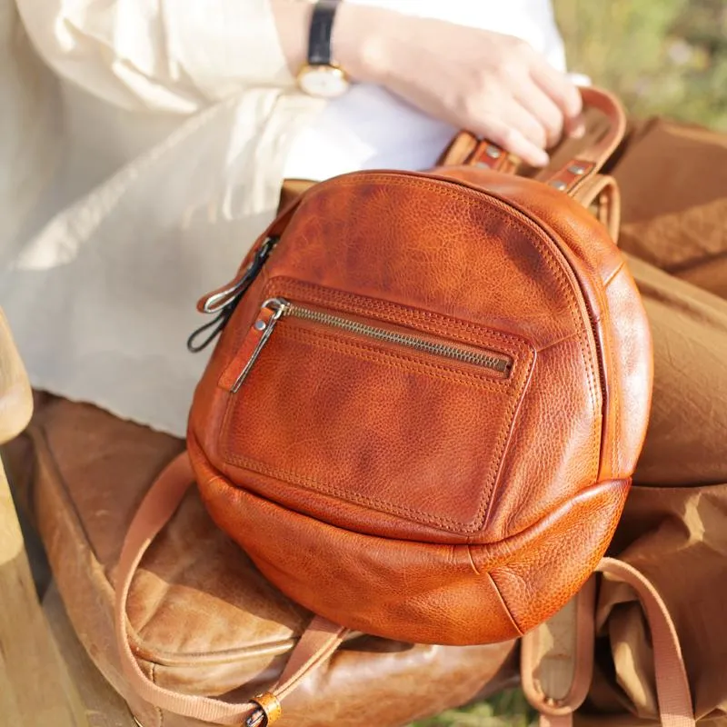 Green Vintage Womens Leather Small Satchel Backpack Brown Satchel Backpack for Women