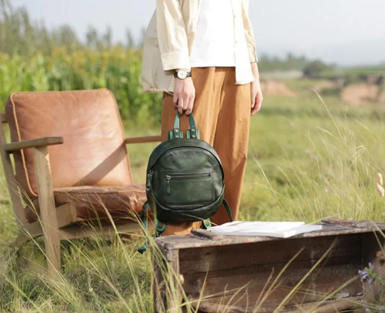 Green Vintage Womens Leather Small Satchel Backpack Brown Satchel Backpack for Women
