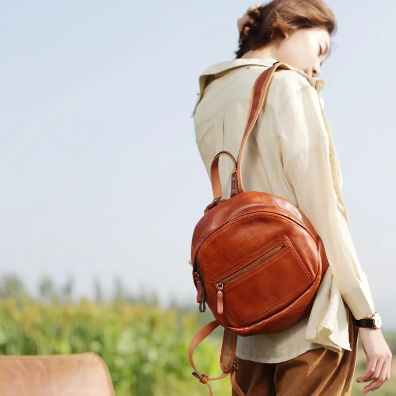 Green Vintage Womens Leather Small Satchel Backpack Brown Satchel Backpack for Women