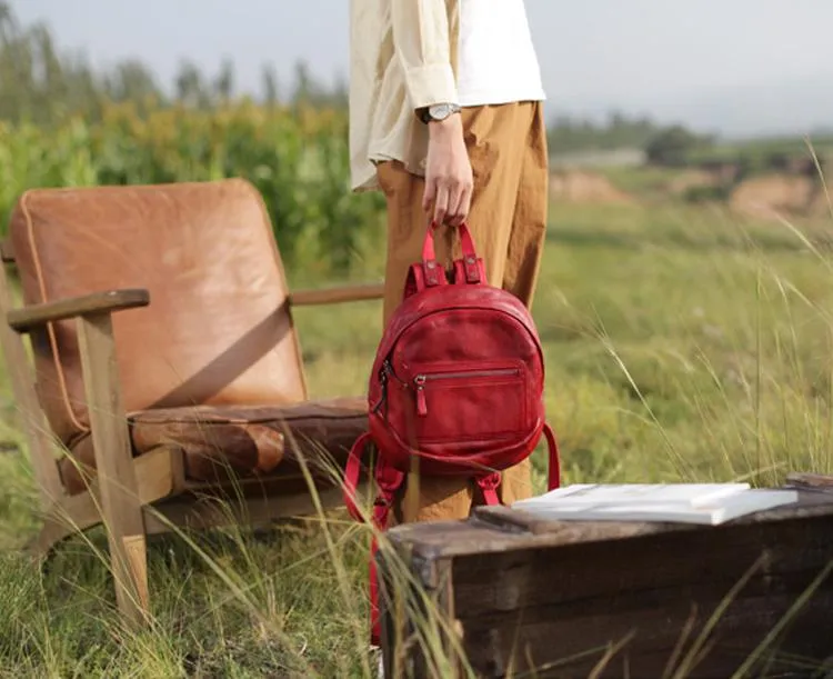 Green Vintage Womens Leather Small Satchel Backpack Brown Satchel Backpack for Women