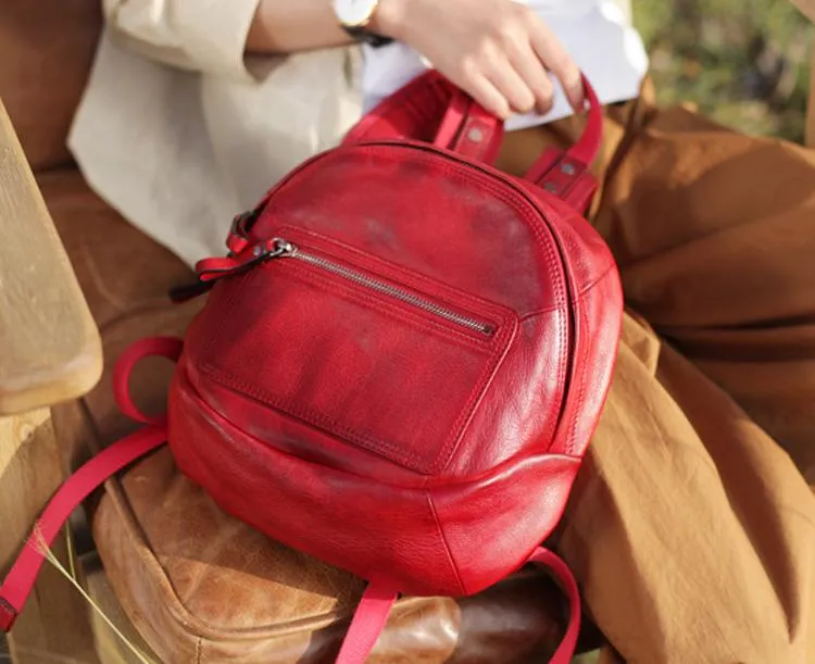 Green Vintage Womens Leather Small Satchel Backpack Brown Satchel Backpack for Women