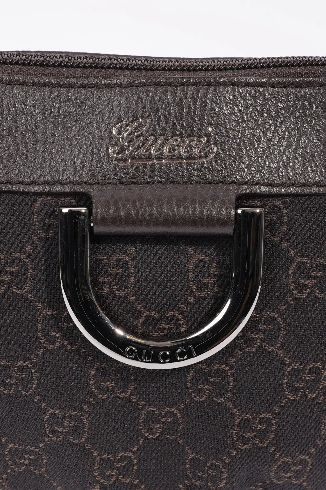 Gucci D Ring Shoulder Bag Black Supreme Canvas