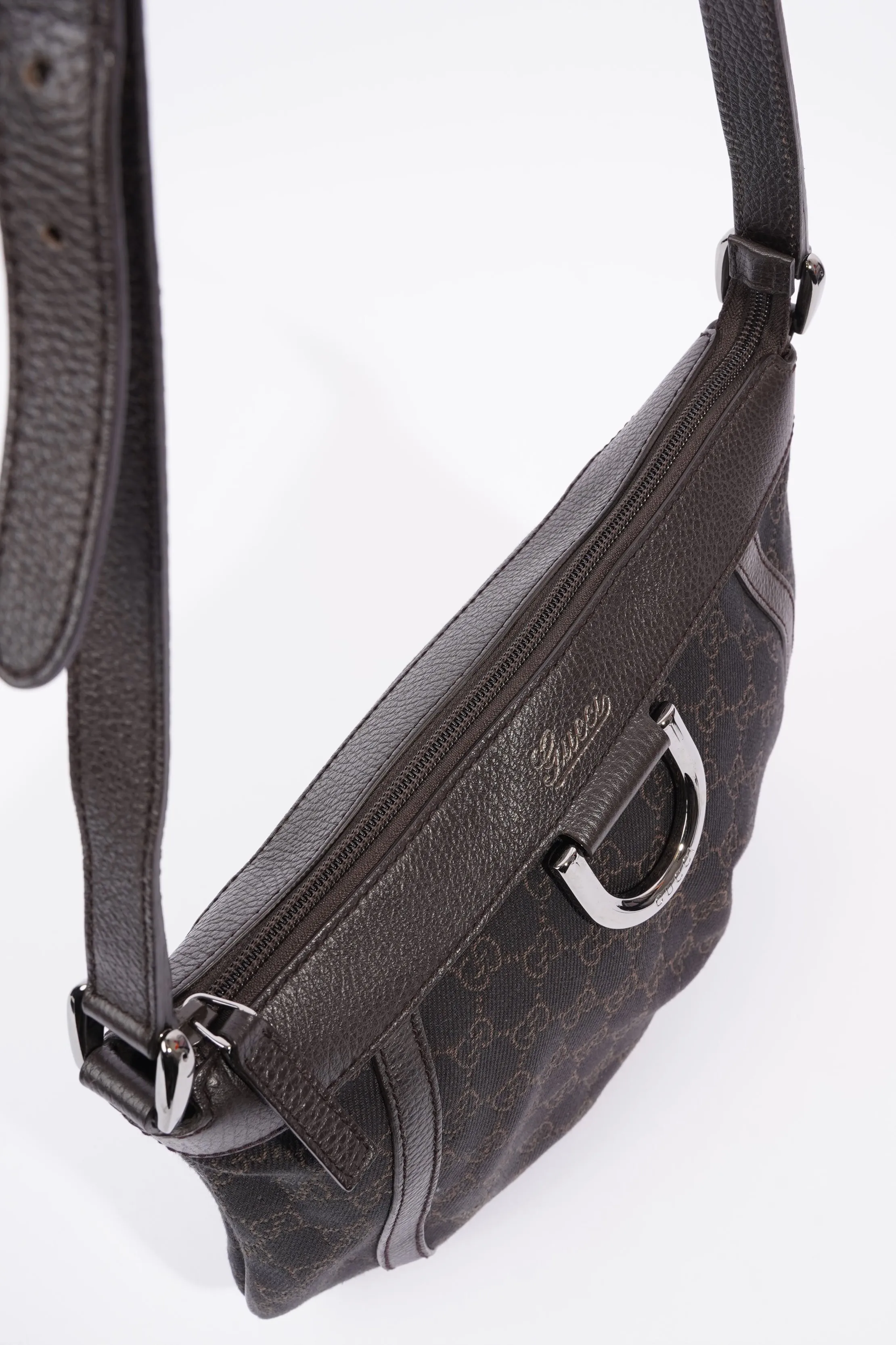 Gucci D Ring Shoulder Bag Black Supreme Canvas