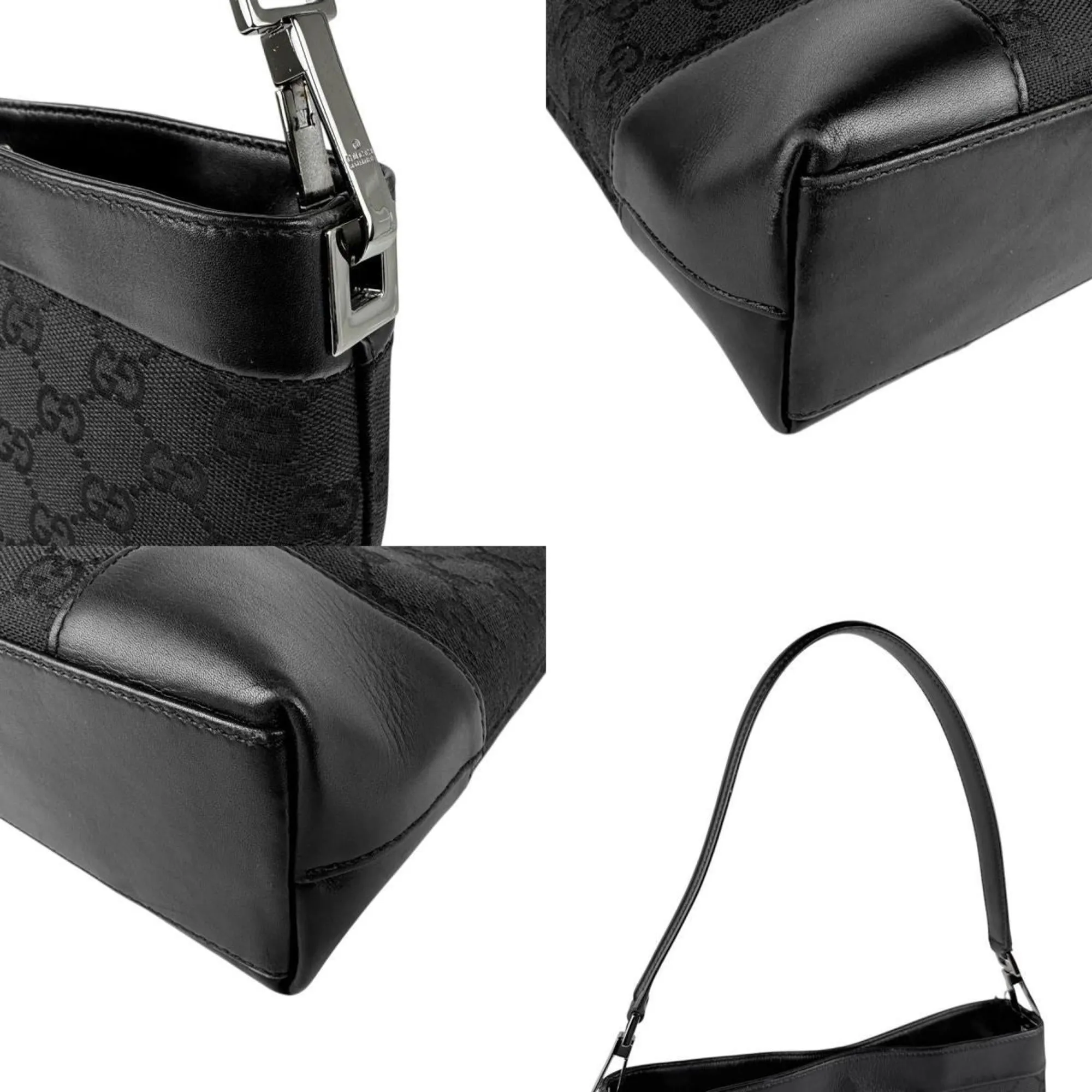 Gucci Gg Canvas Leather Shoulder Bag (Pre-Owned)