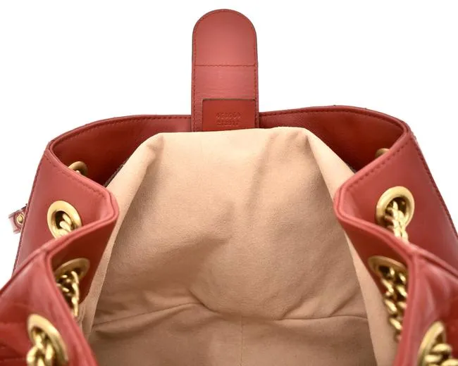 Gucci GG Marmont Apollo Chevron Tote Shoulder Bag in Red