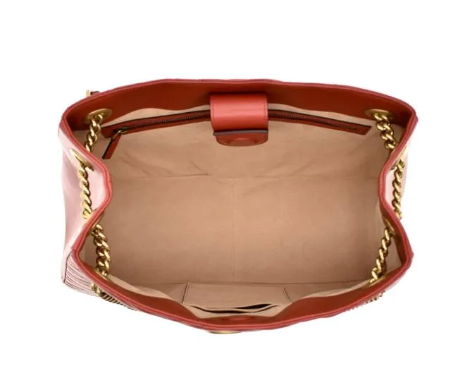 Gucci GG Marmont Apollo Chevron Tote Shoulder Bag in Red