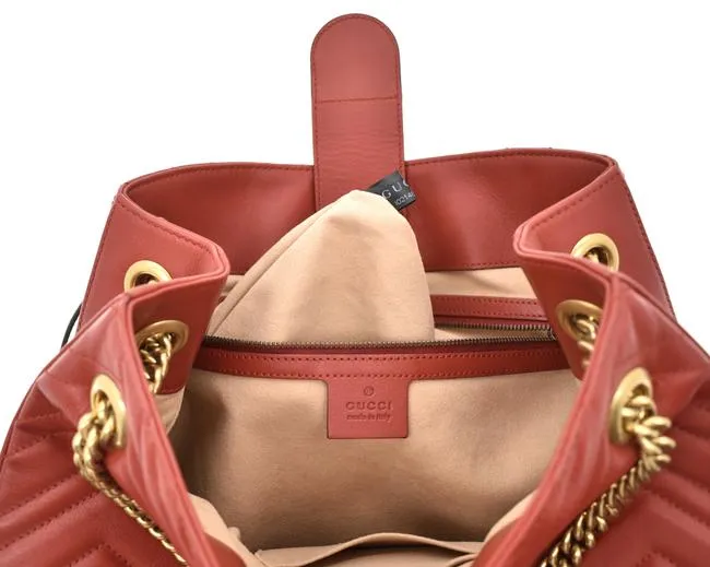 Gucci GG Marmont Apollo Chevron Tote Shoulder Bag in Red