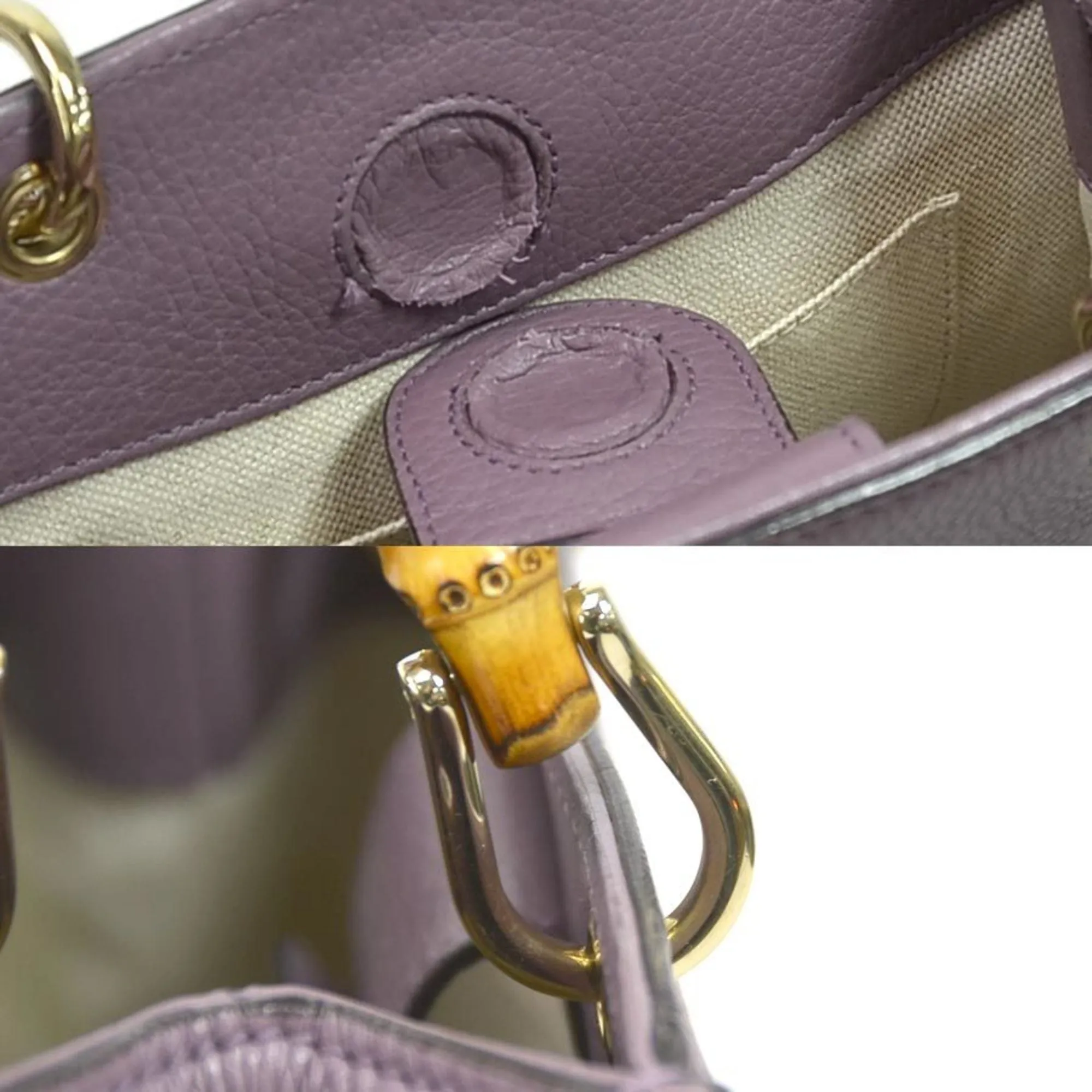 Gucci Handbag Diagonal Shoulder Bag 2Way Bamboo Purple Leather GUCCI Women's 368823