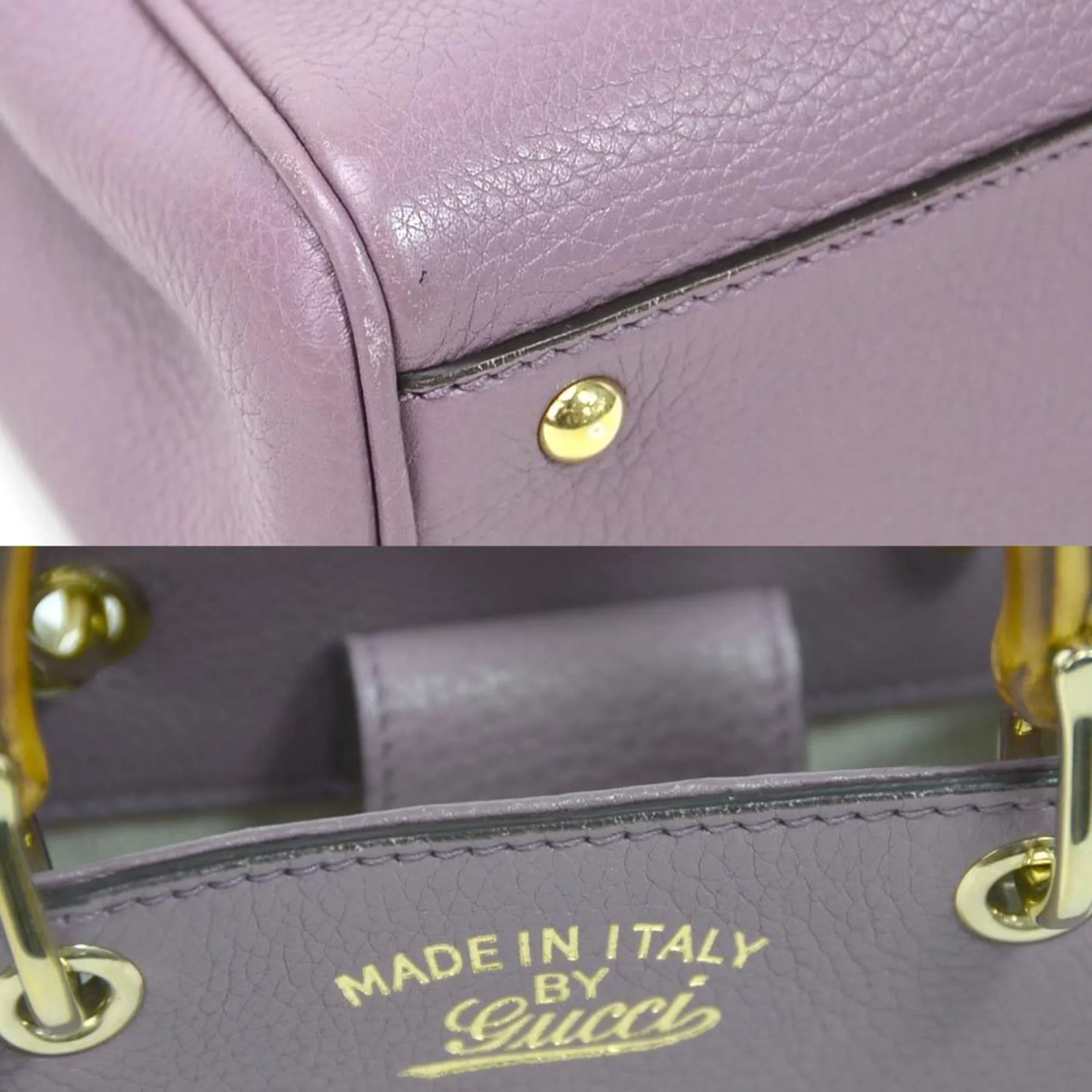 Gucci Handbag Diagonal Shoulder Bag 2Way Bamboo Purple Leather GUCCI Women's 368823
