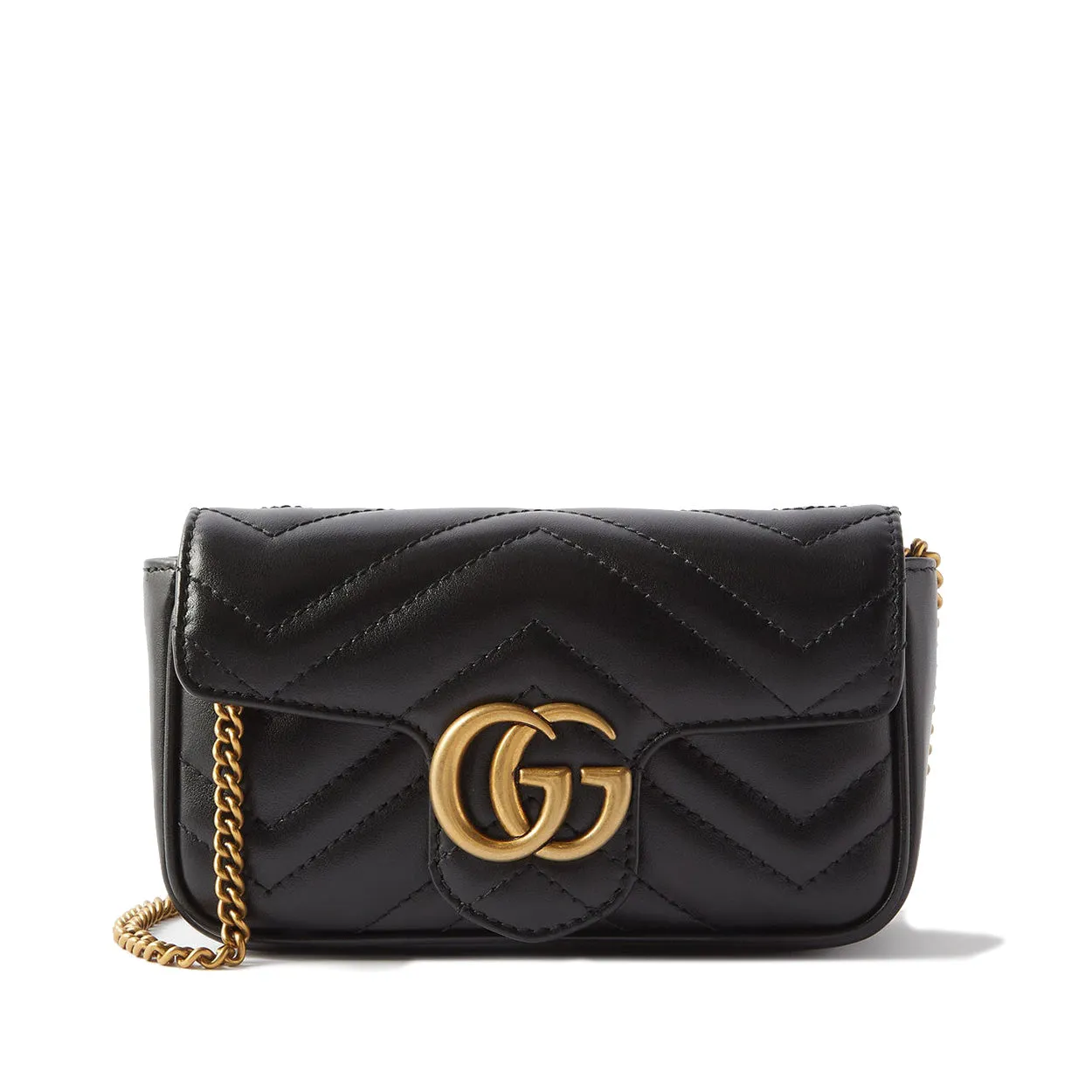 Gucci Marmont 476433 DTDCT 1000 Women's Black Matelass Leather Super Mini Shoulder Bag (GG2077)