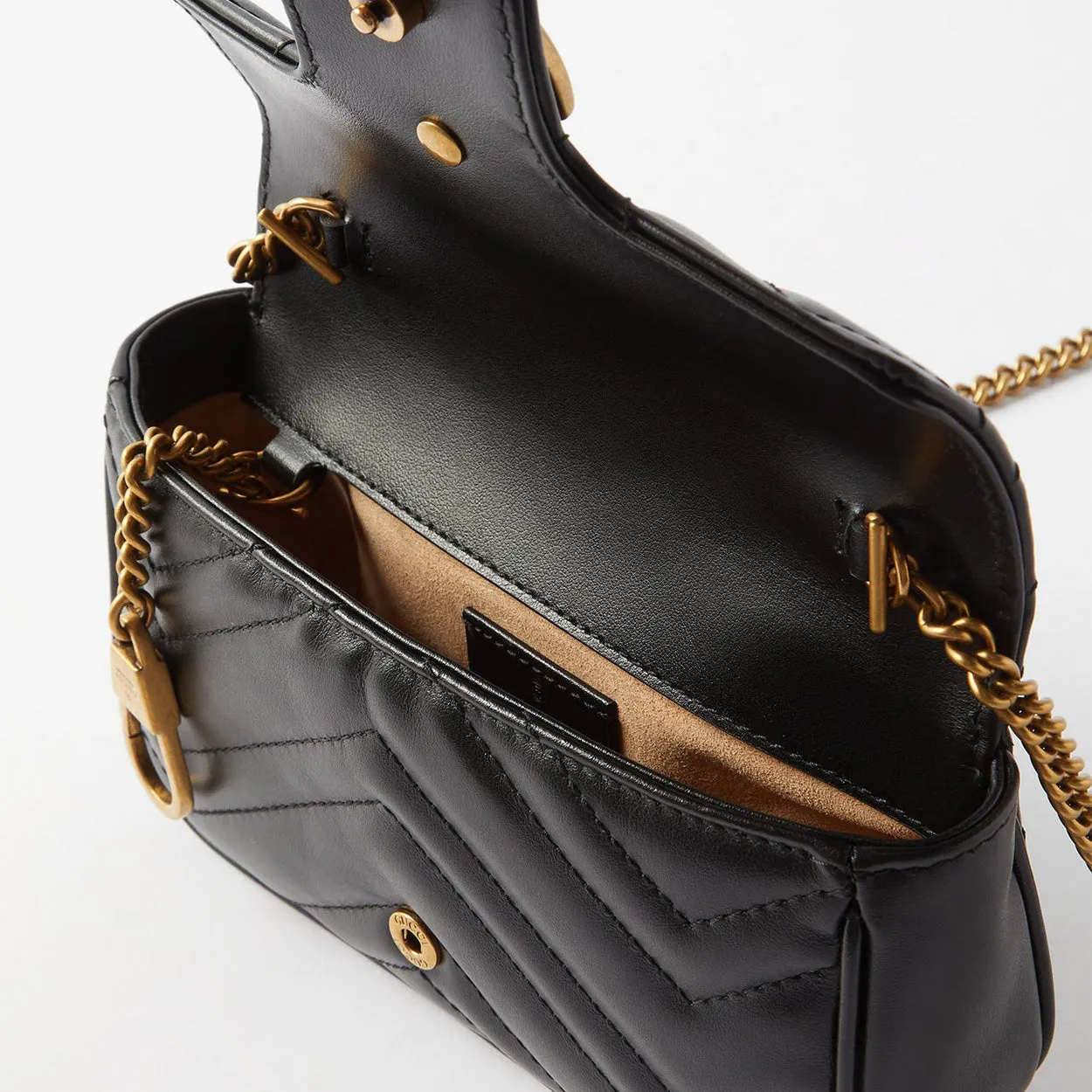 Gucci Marmont 476433 DTDCT 1000 Women's Black Matelass Leather Super Mini Shoulder Bag (GG2077)