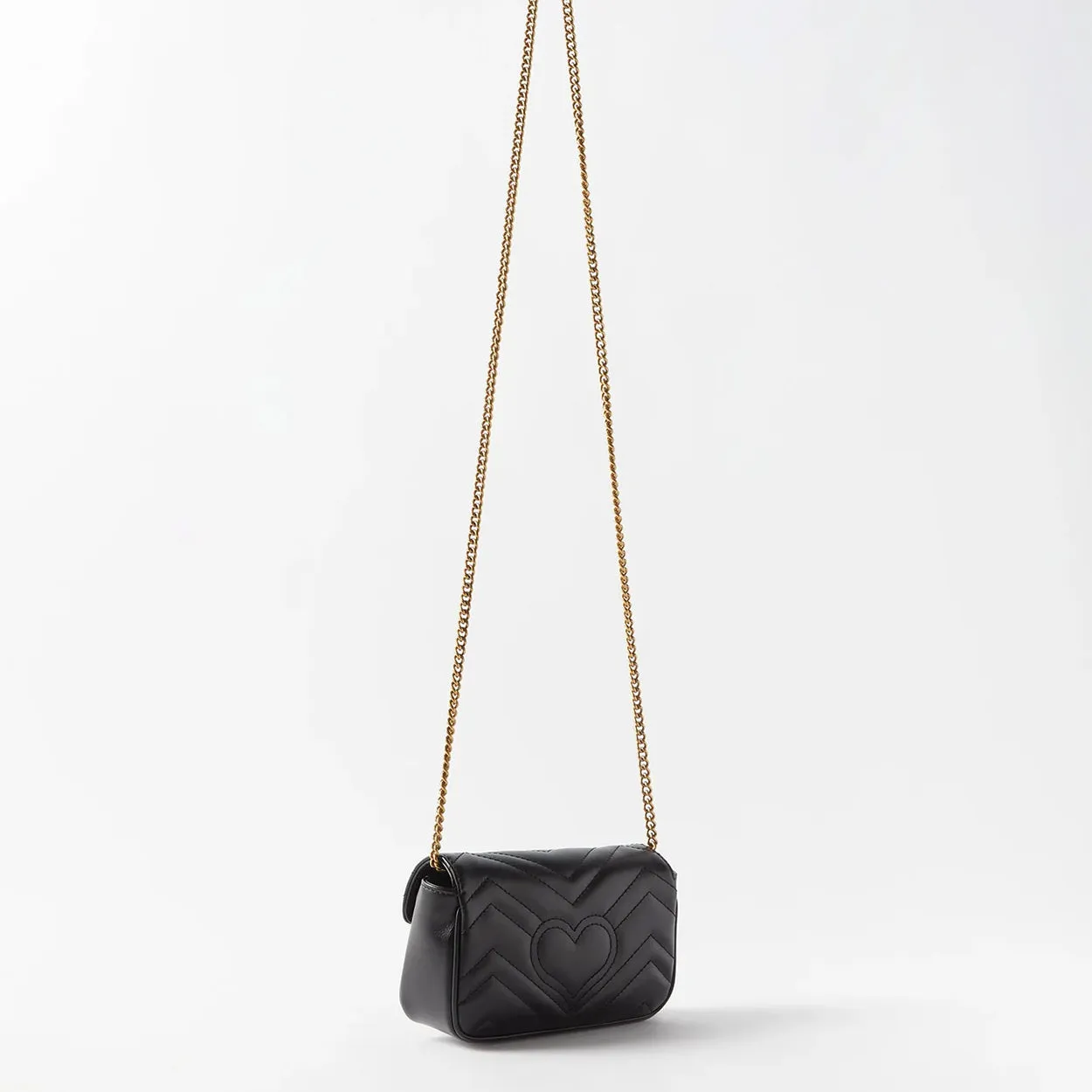 Gucci Marmont 476433 DTDCT 1000 Women's Black Matelass Leather Super Mini Shoulder Bag (GG2077)