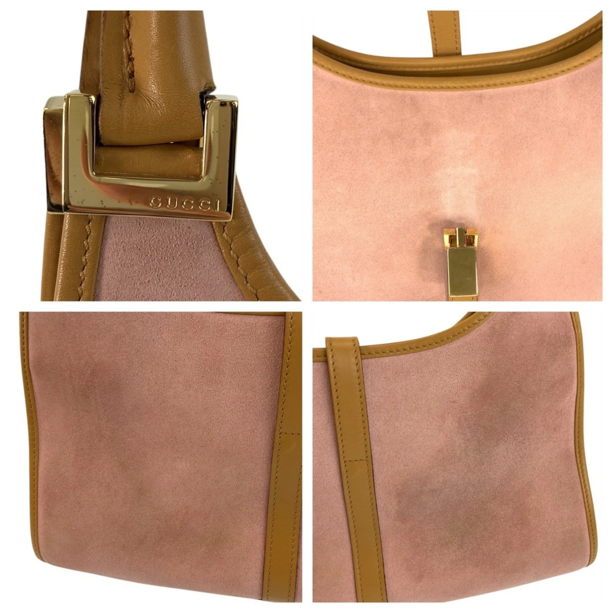 Gucci Suede Leather Handbag Shoulder Bag (Pre-Owned)